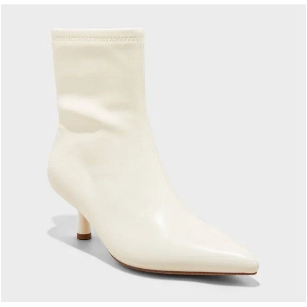 A New Day (Target) White Kitten Heel Stretch Ankle Boots - Size 7